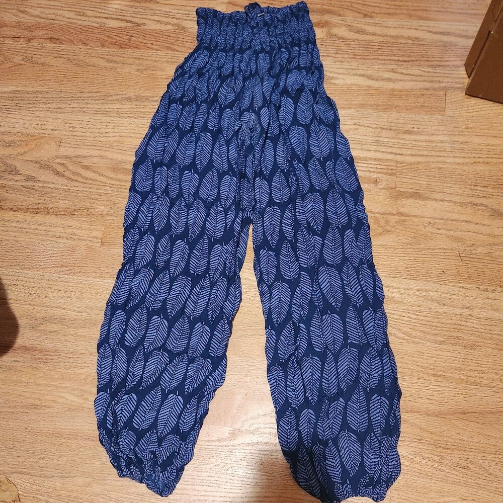 Leaf Print Harem Pants